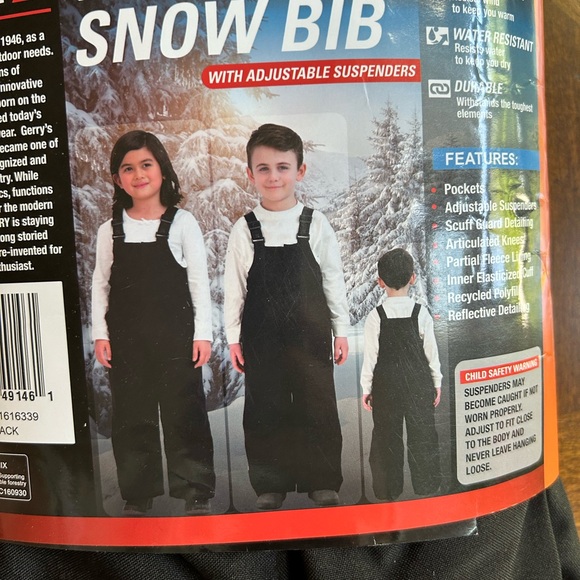 Gerry Kids Performance Snow Bib with adjustable suspenders -size 2T - snow pants - Picture 3 of 8